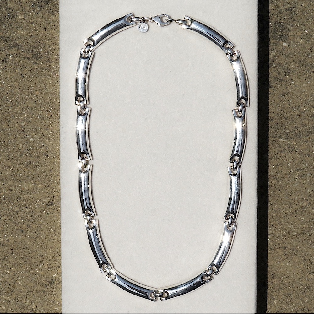 Vintage Henkel & Grosse Sterling Silver 925 Solid Bar Link 18” Necklace 72.4g